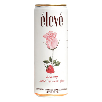 eleve beauty adaptogen infused sparkling water, functional beverage for healthier skin, hair and nails
