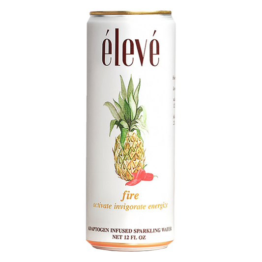 eleve fire adaptogen infused sparkling water, functional beverage for reduced fatigue and enhanced stamina
